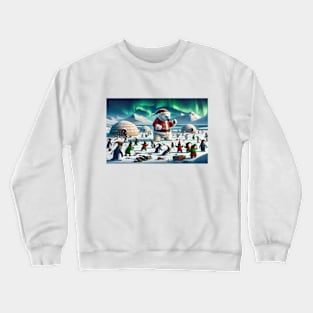 Santa Paws and the Elf Penguins: A Snowball Stramash Crewneck Sweatshirt